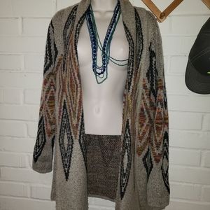 Open shawl collar cardigan